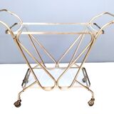 Brass Serving Cart with Glass Shelves, Italy