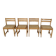 Set of 4 vintage pine chairs with cane seats