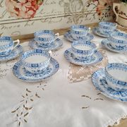 Set of 8 coffee cups and porcelain sub-cups Bavaria model China Blau