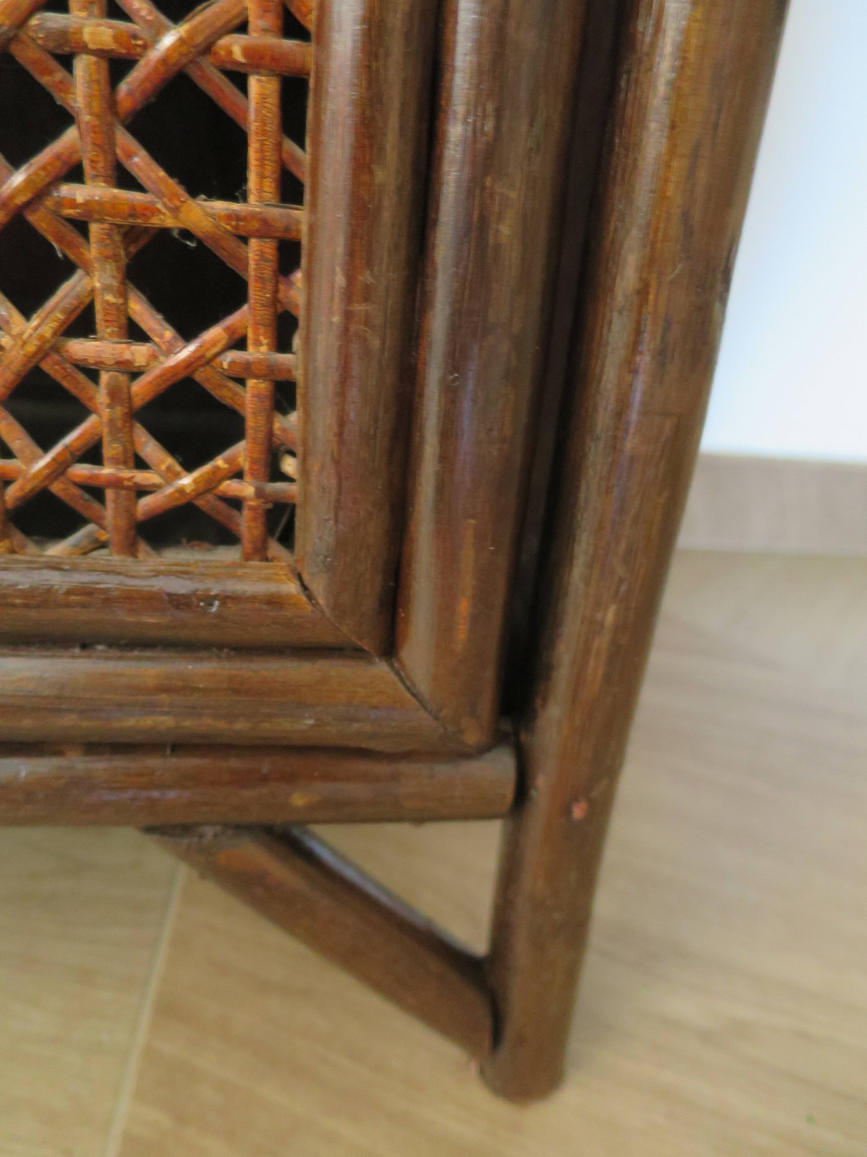 Retro-vintage-Low sideboard-library - cane-wood-rattan-1960s