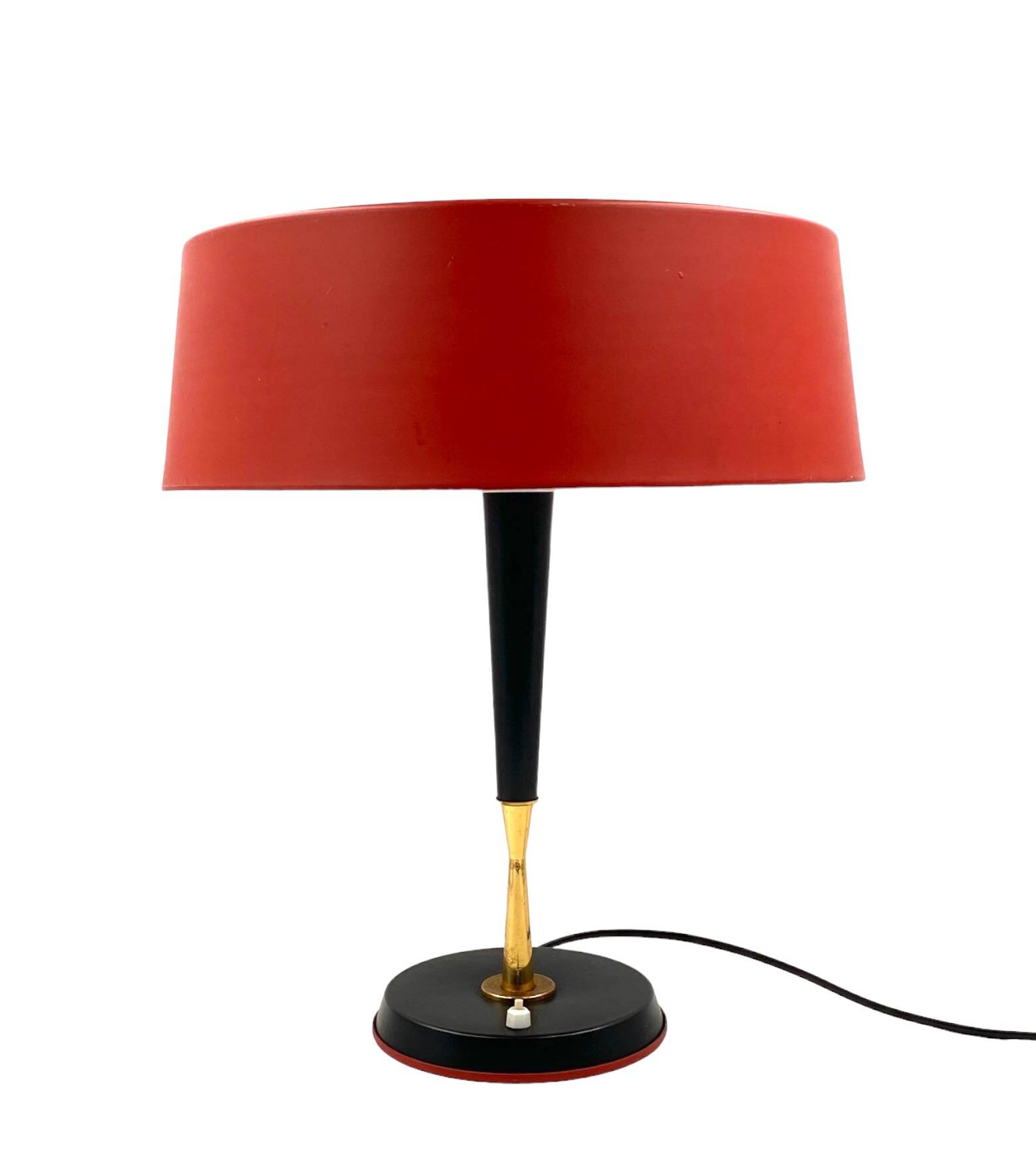 Oscar Torlasco, Mid-Century red table lamp, Lumi, Italy 1954