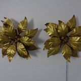 Golden Flower Shape Flushmounts by Hans Kögl, 1970s, Set of 2