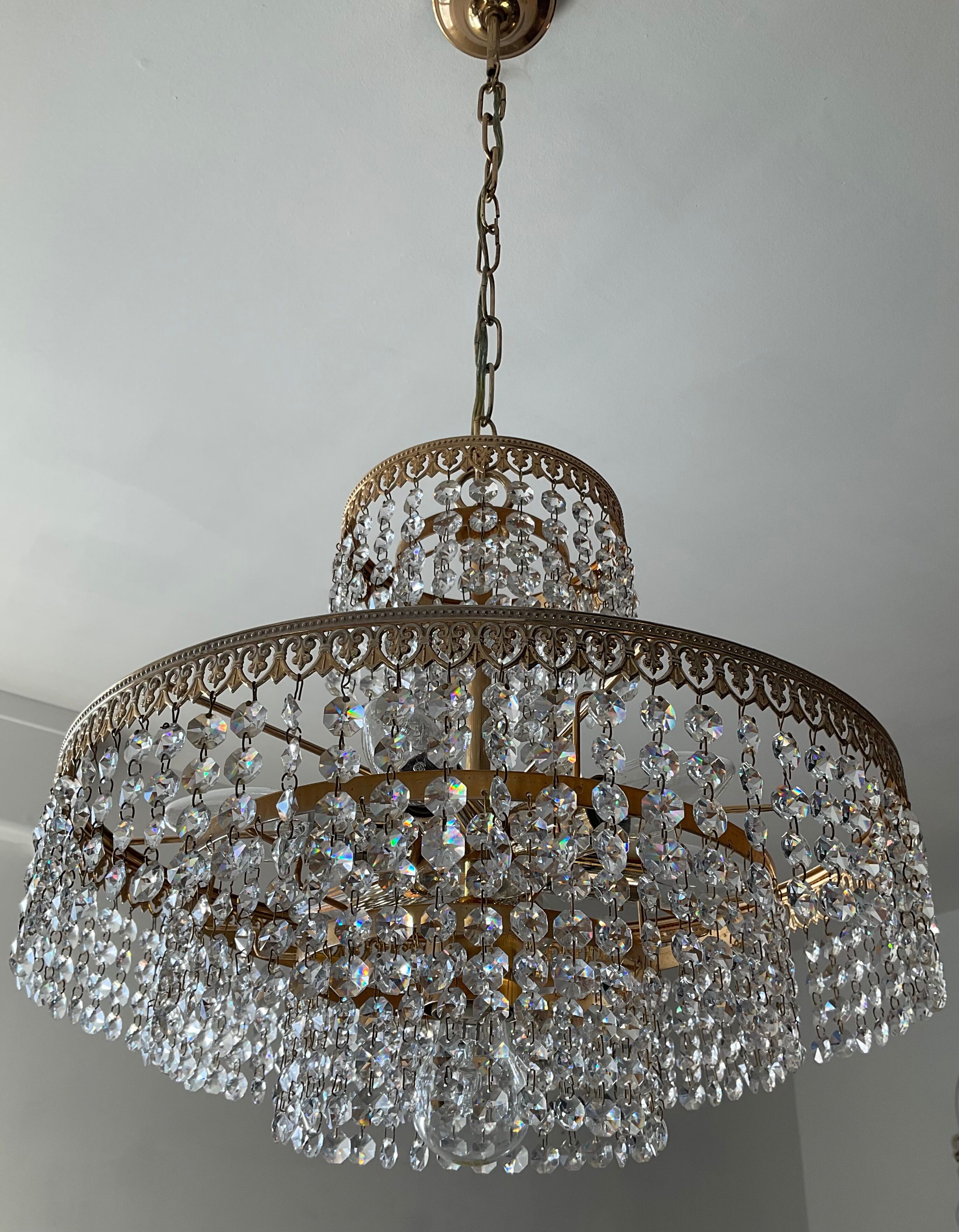 Crystal grapevine waterfall chandelier