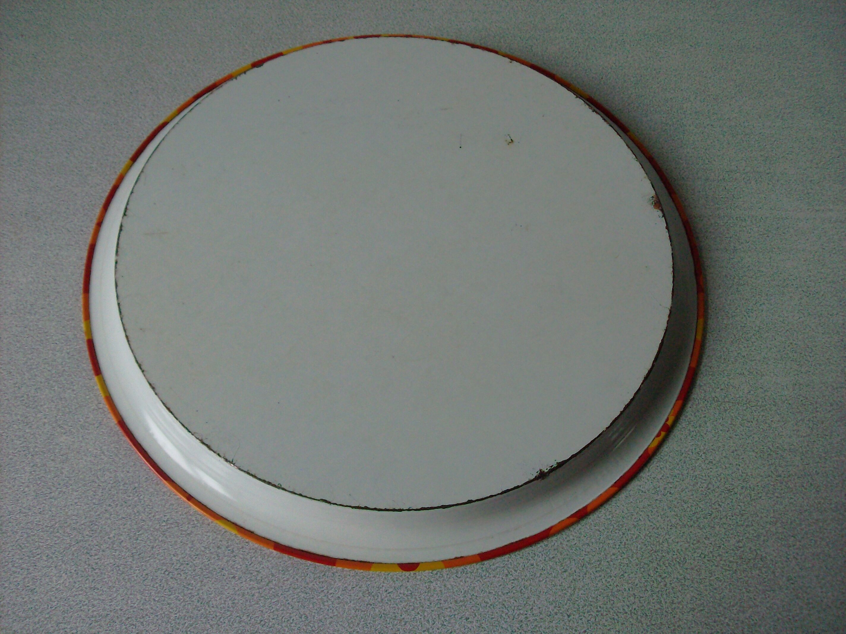 Old metal serving tray 1970s décor large orange flower