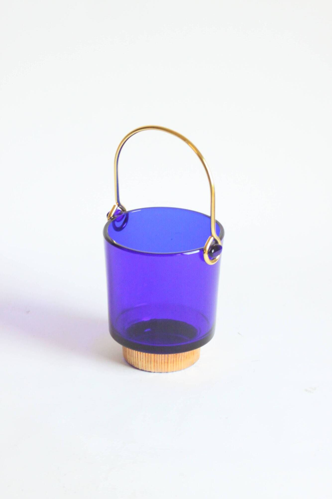 Cobalt blue glass ice bucket, 1960s