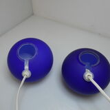 Pair of blue ball lamps