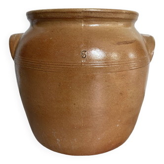 Brown stoneware jar