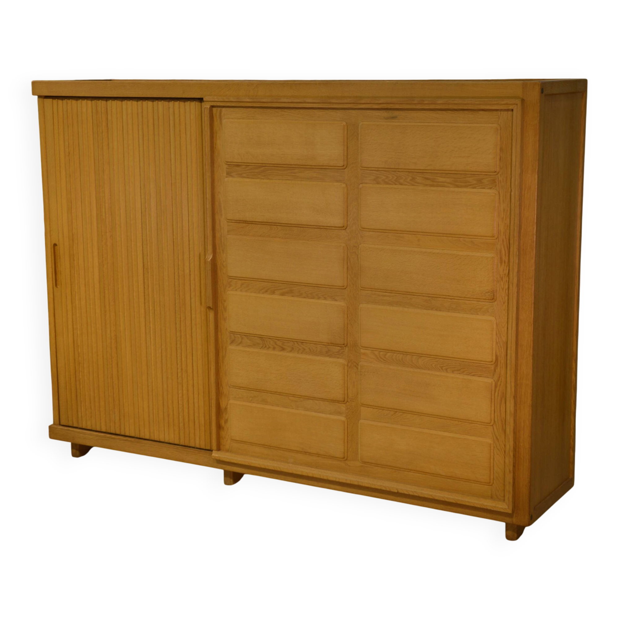 Oak wardrobe by Guillerme and Chambron 1950s