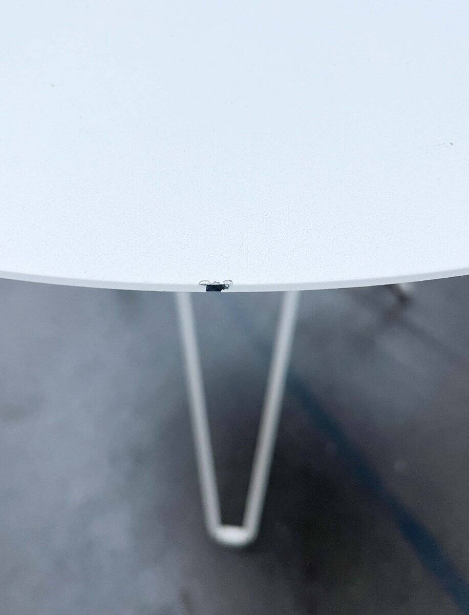 Outdoor metal table series Tio minimalist by Chris Martin for Massproductions, Finland.