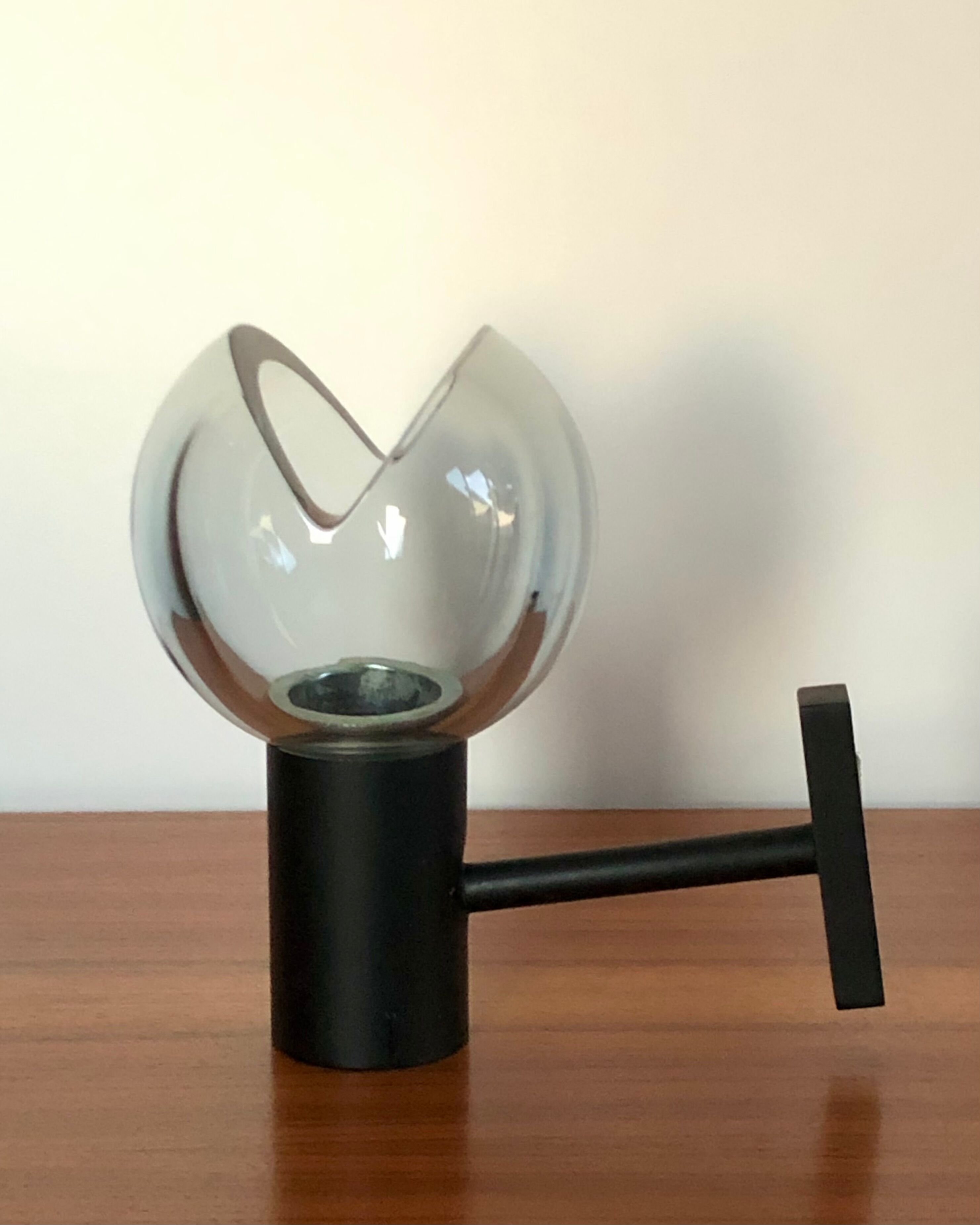 Applique de Flavio Poli en verre de Murano gris, Italie années 70