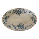 Old serving dish floral and maritime decoration