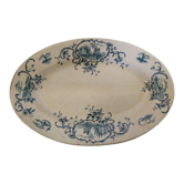 Plat de service ancien décor floral et maritime