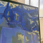 Peinture XL jarre bleue Saunière Audouze