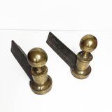 Pair of bronze chenets