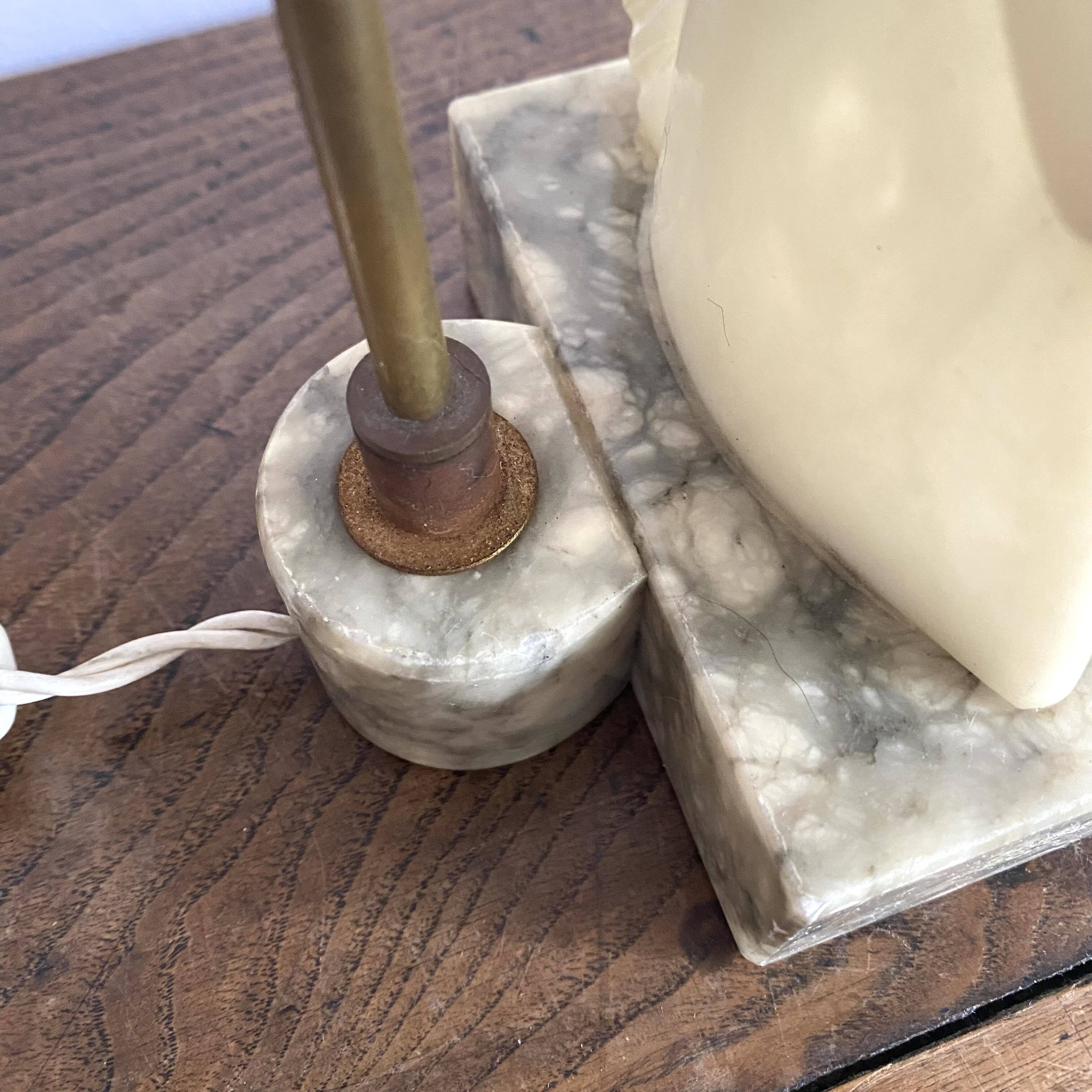 Alabaster horse head lamp, Italy