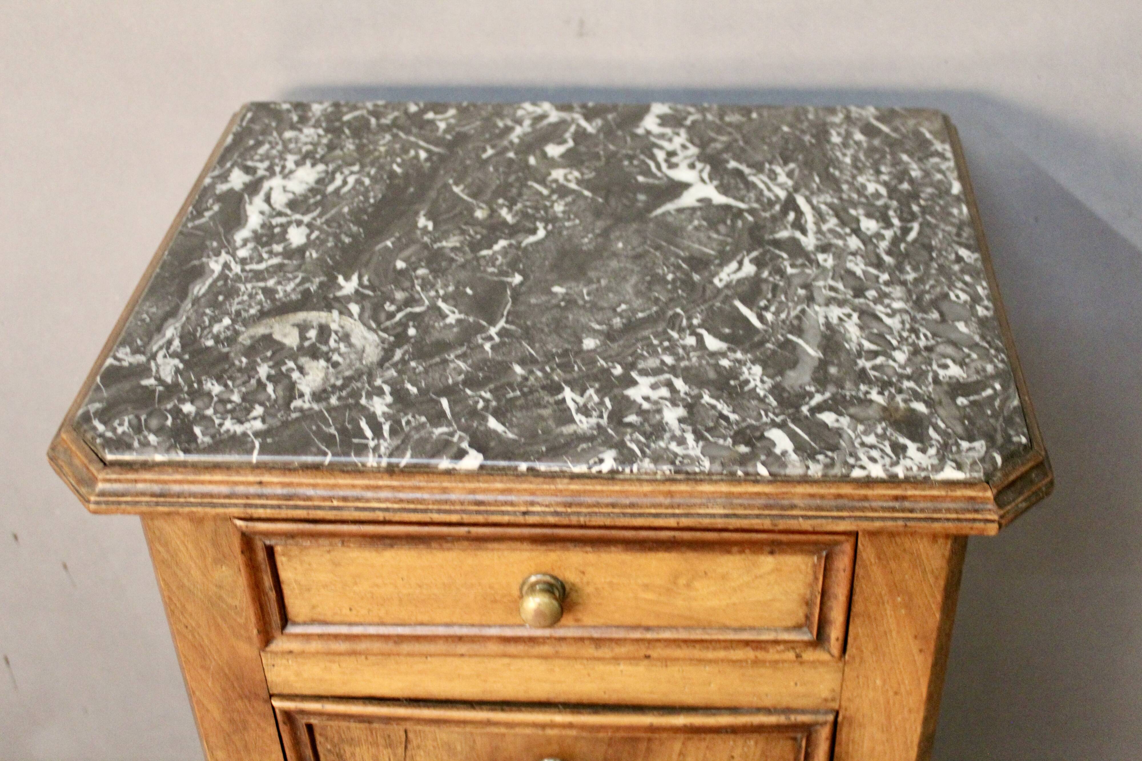 Louis Philippe bedside table in walnut with false drawers