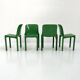 Set of 4 green Selene chairs by Vico Magistretti for Artemide, 1970
