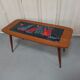 Coffee table year 50 / 60 - tiled tiled Boat decorated Marine feet spindles