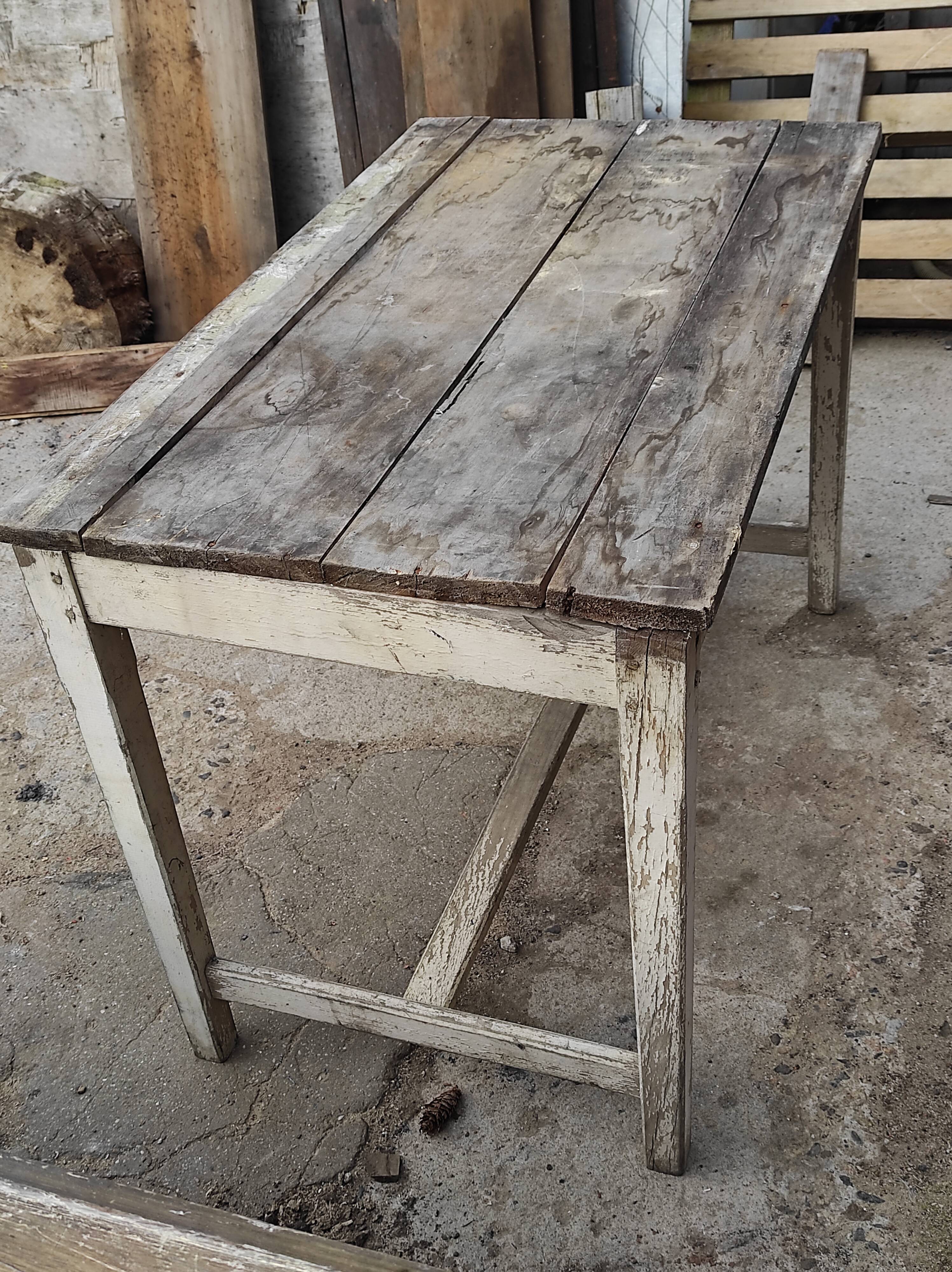 White patinated workshop table
