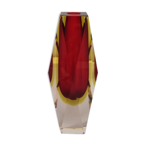 Vase rouge rare conçu par Flavio poli pour seguso 1960