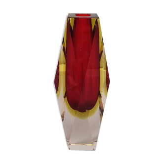 Vase rouge rare conçu par Flavio Poli pour Seguso 1960
