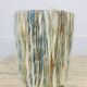Blue ceramic ball lamp with wool lampshade, vintage