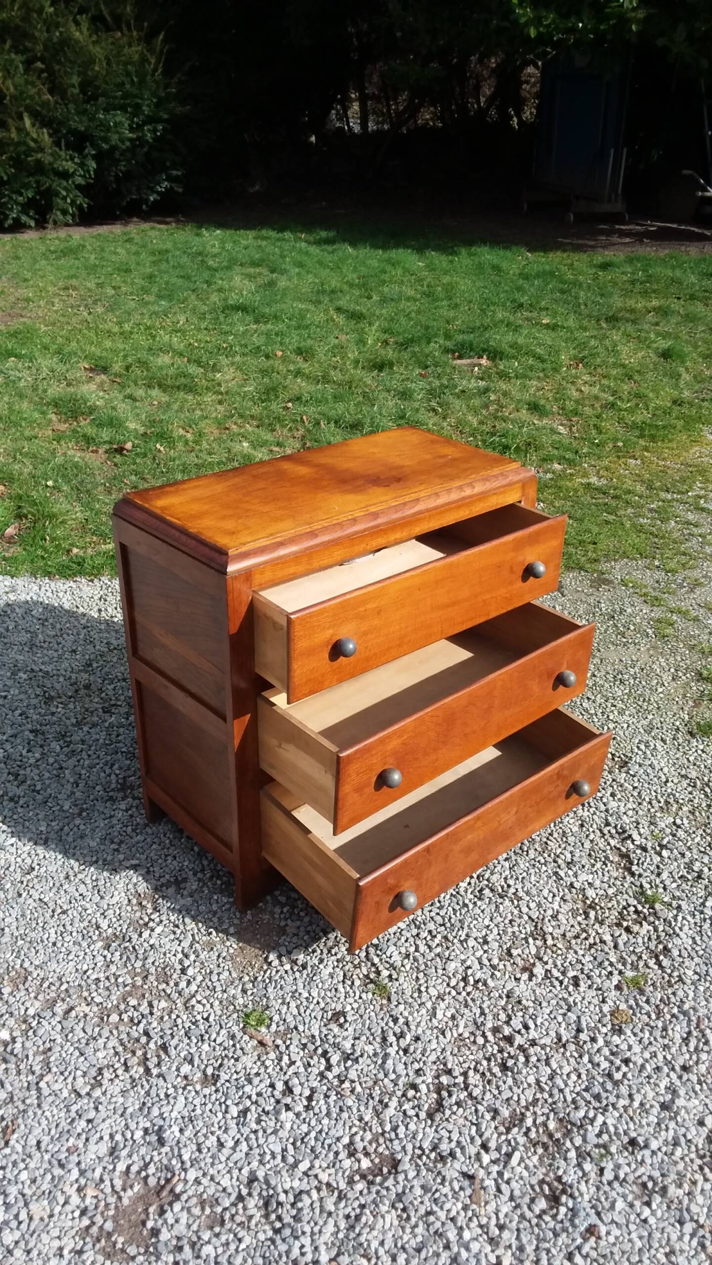 Vintage 3-drawer golden oak chest of drawers from the 50s
