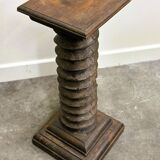 French antique wooden pressoir press screw column converted into sculptural pedestal
