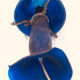 Vintage mushroom lamp in Klein blue marmorean glass paste