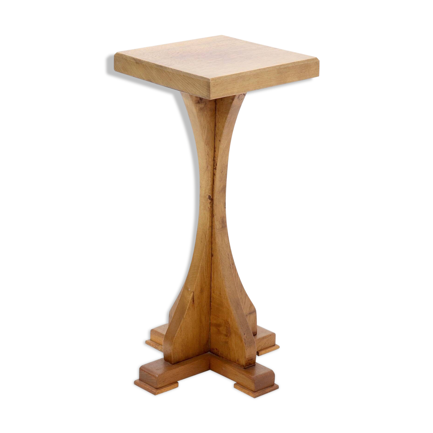 Sculptural Oak Pedestal Side Table 1950s