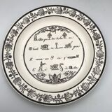 Lot of 6 plates in fine earthenware from choisy-le-roi, p&h, rebus décor; xixth