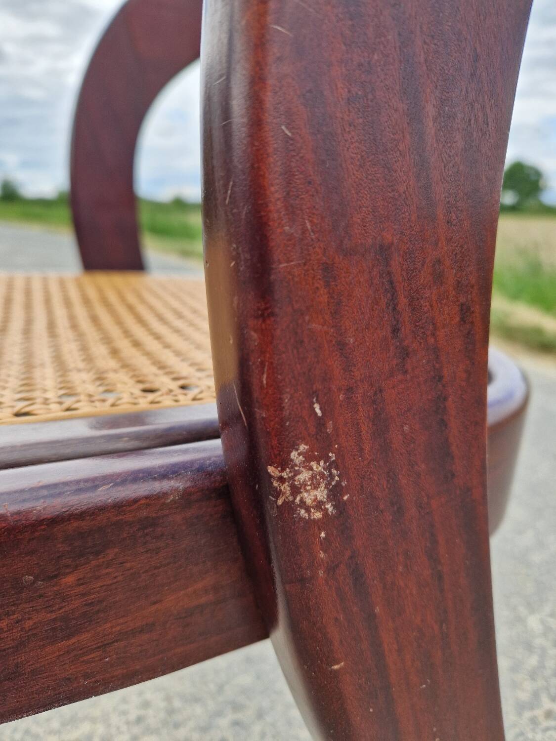 Baumann gondola chair in wood and cane