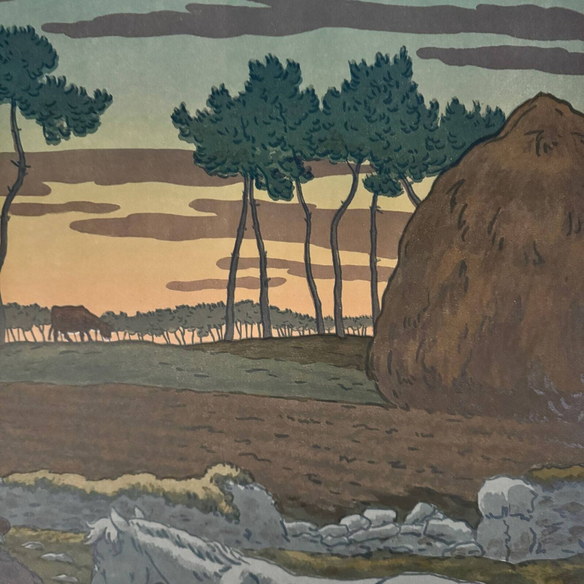 Lithograph by Henri Rivière The Aspects of Nature - The Twilight