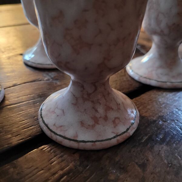 Série de 6 mazagrans en faïence marbrée Salins 70's