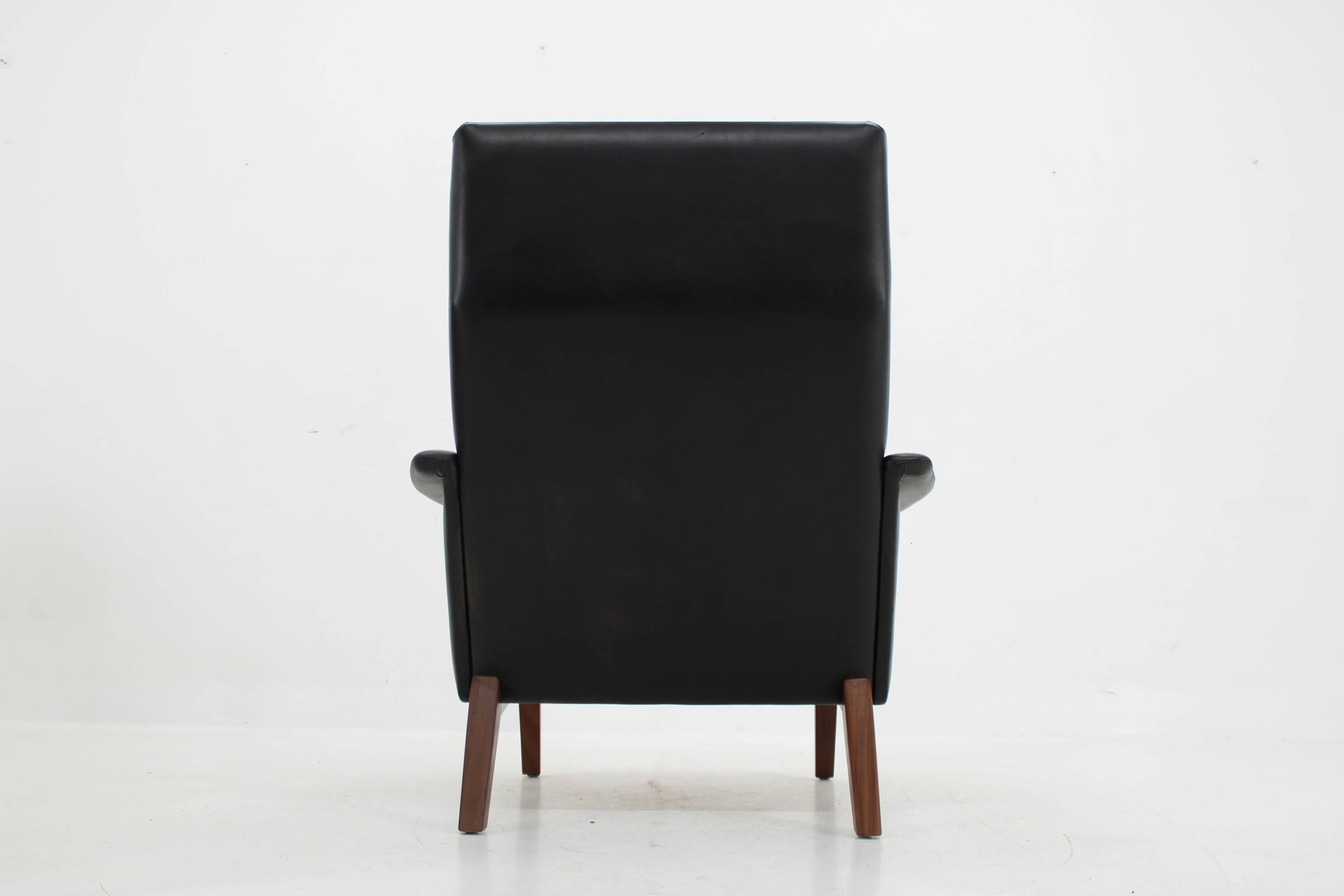 1970 Teak Leather High Back Armchair , Denmark