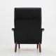 Fauteuil à dossier haut en cuir teck 1970, Danemark