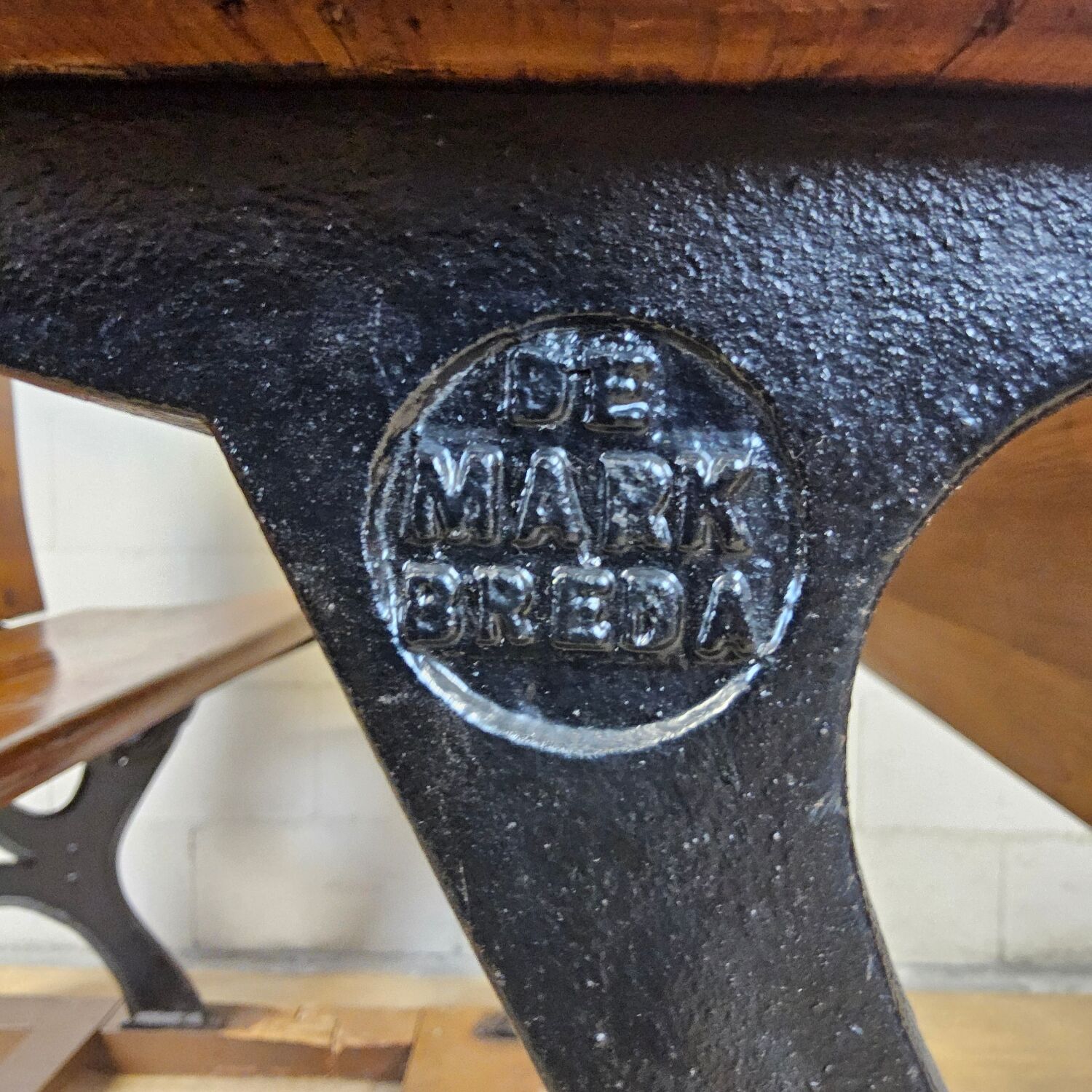 Antique desk / school bench (1920) in cast iron by Mark Breda, Holland.