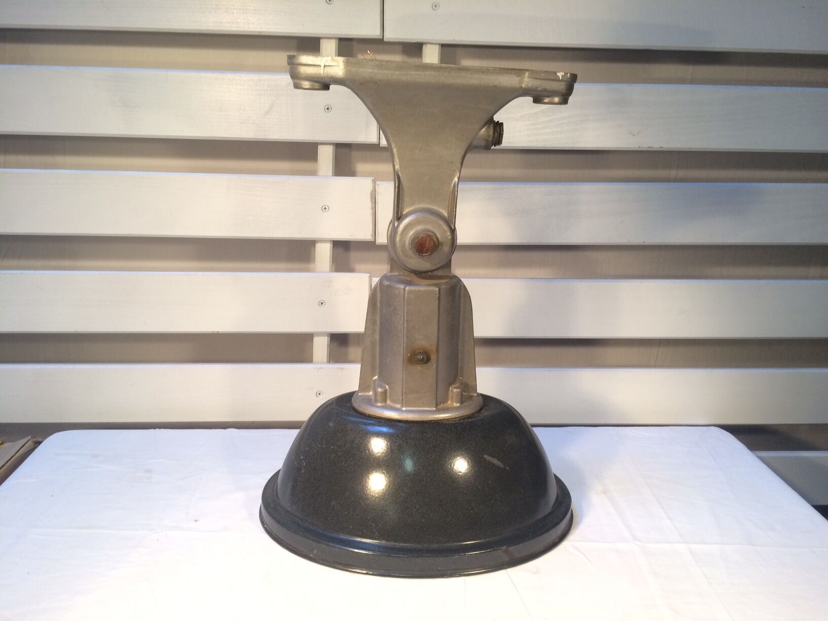 Suspension industrielle ovale vintage émaillée gris anthracite