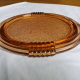plateau ou plat en verre rosaline couleur saumon