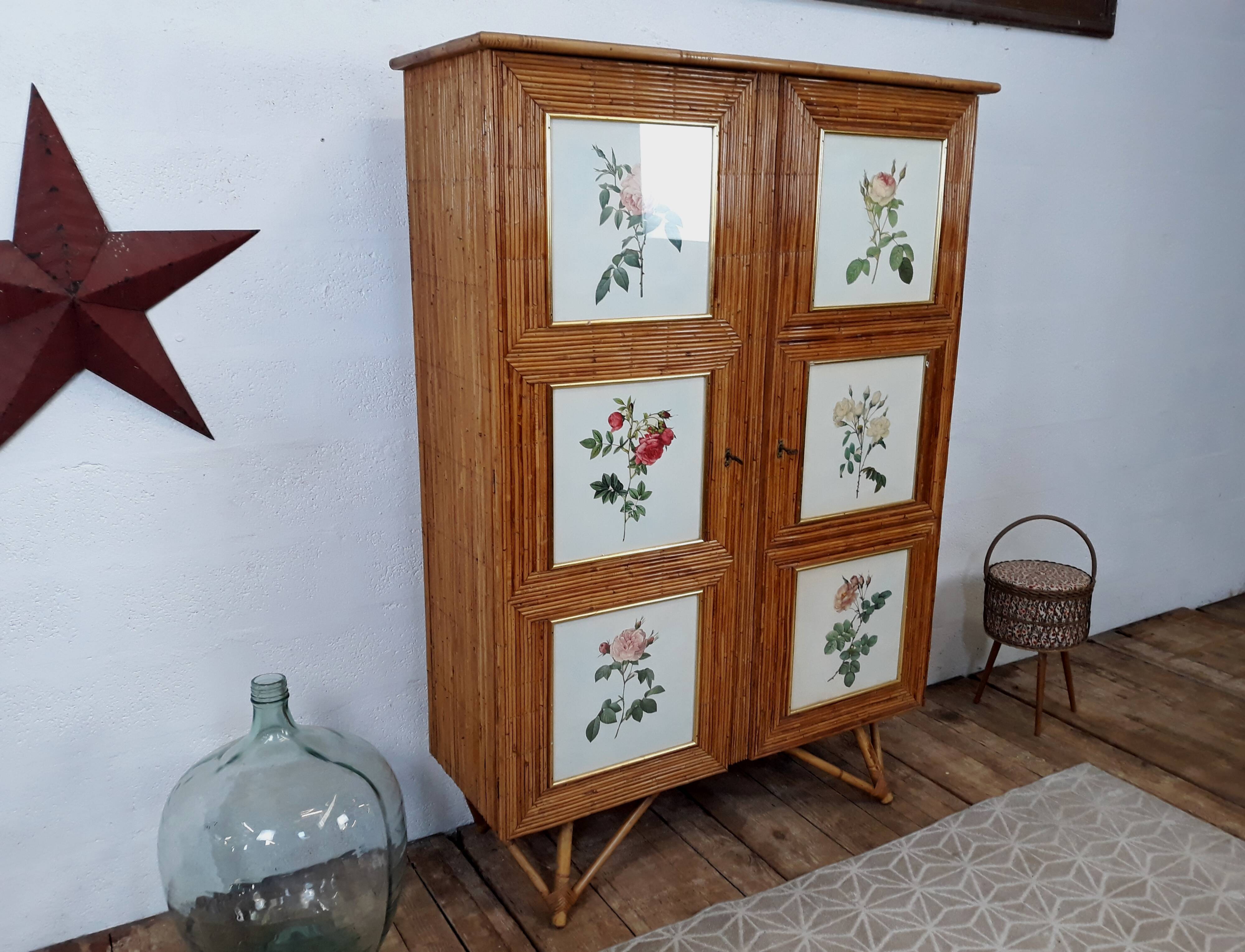 Armoire vintage en rotin