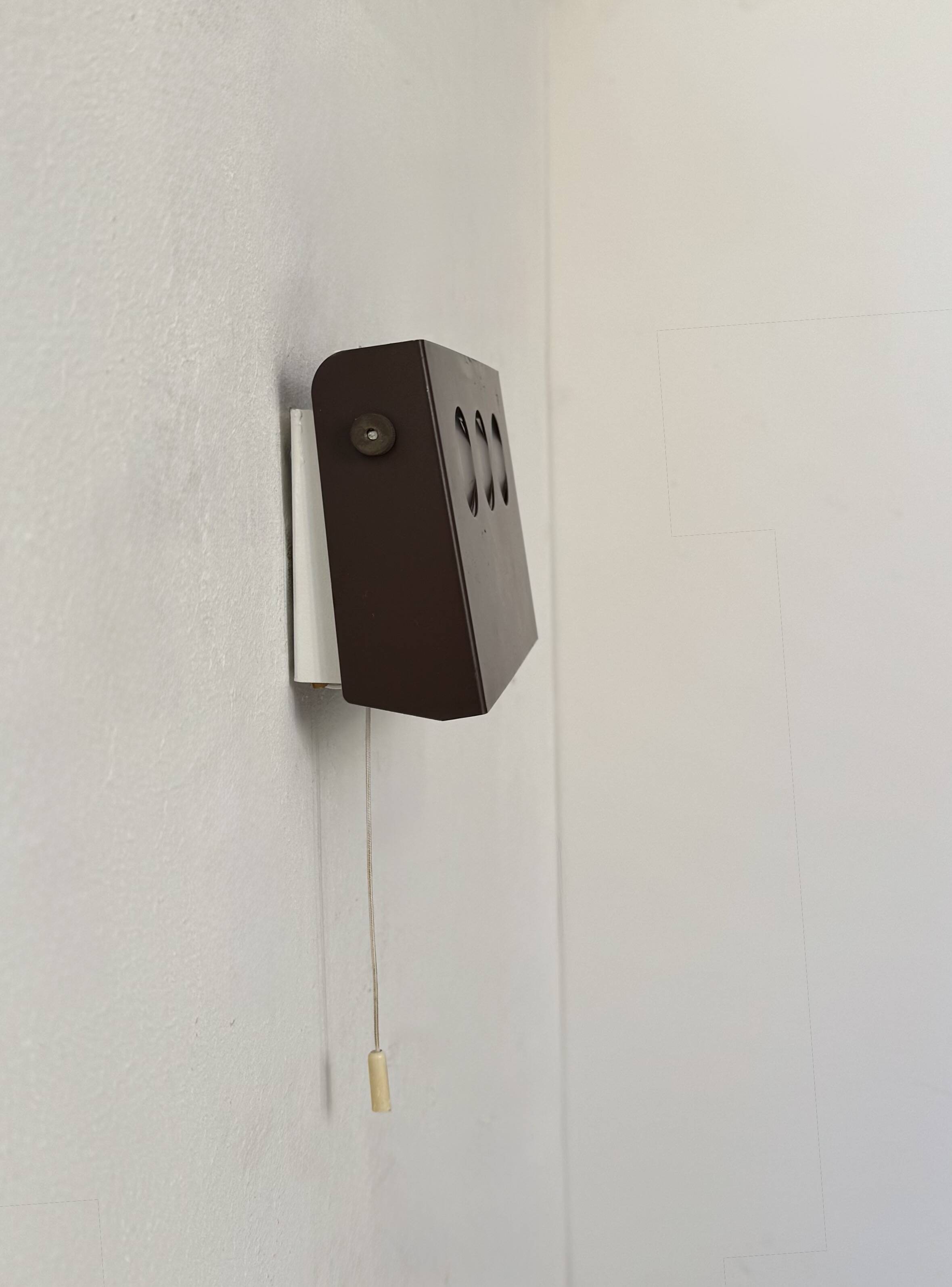 Vintage adjustable wall light, brown painted metal, Denmark, 1970