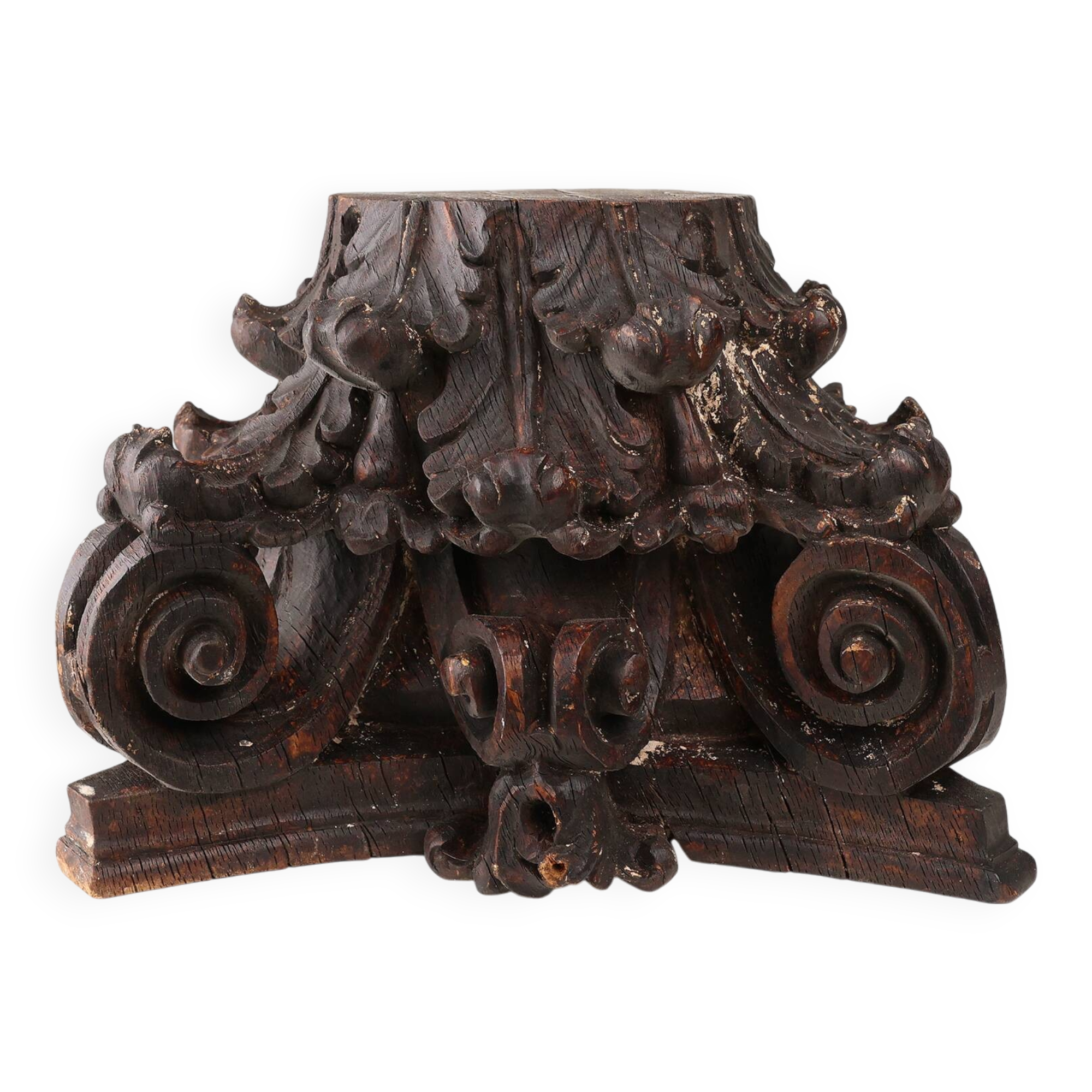 An ancient hand carved Corinthian column capital, France, 18th century