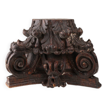 An ancient hand carved Corinthian column capital, France, 18th century