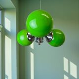 Space Age green glass hanging light