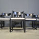 Vintage black wooden dining chairs, 1970s