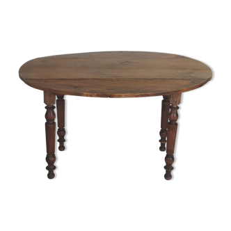 Table ovale à rabat volet en chêne foncé