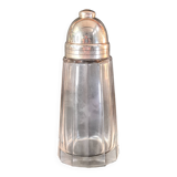 Christofle sugar bowl in cut crystal and silver-plated metal.