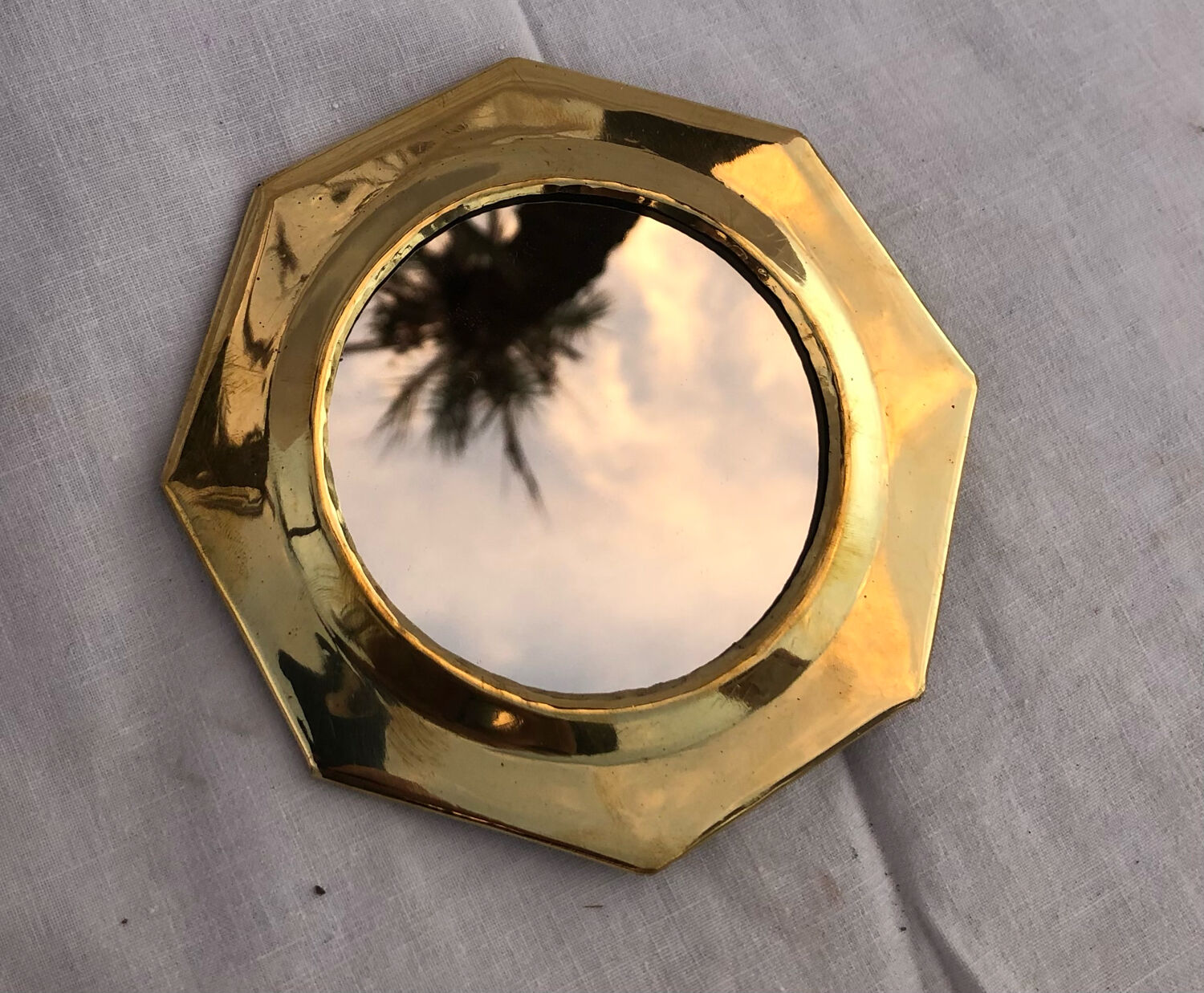 Mini brass mirror, 12 cm