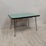Table formica vert pieds eiffel extensible
