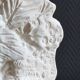 Angel Vase in White Plaster, Vintage Planter with Cherub and Flower Motif
